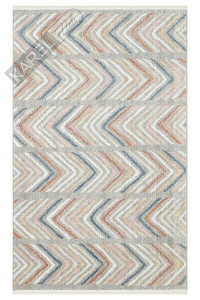 Tarus Trs 06 Grey Hav Toz Vermez Kaymaz Tabanlı Etnik Desenli Makine Halısı