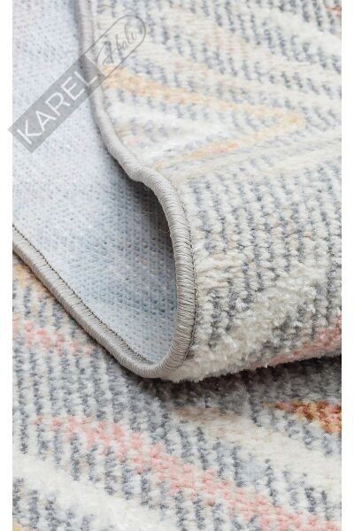 Tarus Trs 06 Grey Hav Toz Vermez Kaymaz Tabanlı Etnik Desenli Makine Halısı