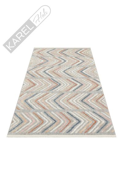 Tarus Trs 06 Grey Hav Toz Vermez Kaymaz Tabanlı Etnik Desenli Makine Halısı