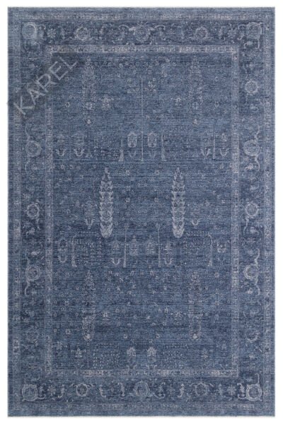 Shiraz SHR03 Navy Vintage Eskitme Desenli Modern Yumuşak Dokulu Makine Halısı