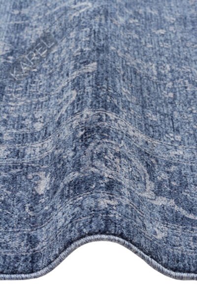 Shiraz SHR03 Navy Vintage Eskitme Desenli Modern Yumuşak Dokulu Makine Halısı