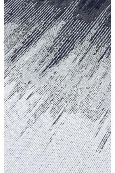 ARYA AR 40 BLACK WHITE Yıkanabilir Çift Taraflı Modern Desenli Dokuma Kilim