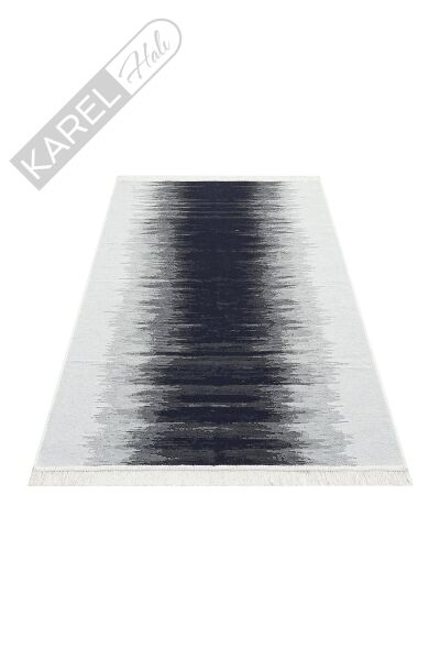 ARYA AR 40 BLACK WHITE Yıkanabilir Çift Taraflı Modern Desenli Dokuma Kilim