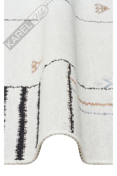Arya Ar41 Cream Black Çift Taraflı Modern Desenli Dokuma Kilim