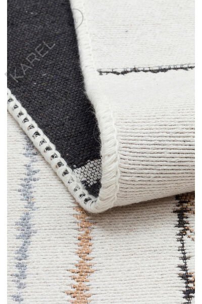 Arya Ar41 Cream Black Çift Taraflı Modern Desenli Dokuma Kilim