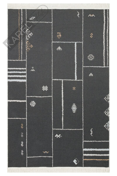 Arya Ar41 Cream Black Çift Taraflı Modern Desenli Dokuma Kilim