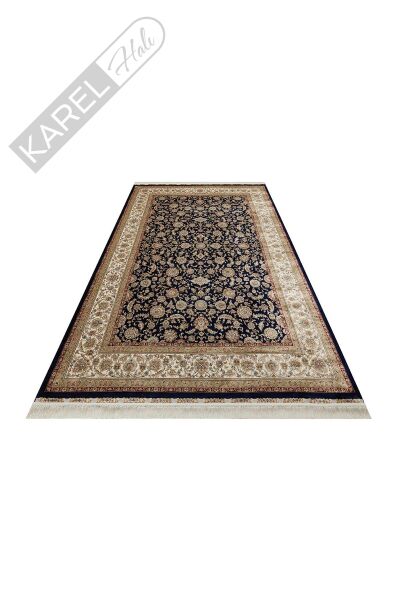 ISFAHAN ISF 03 NAVY CREAM Klasik Desenli Yüksek Kalite Sık Dokuma Makine Halısı
