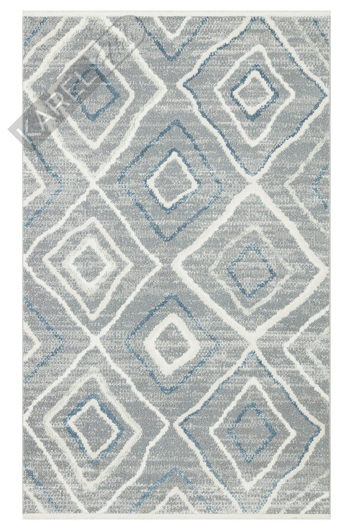 Tarus Trs 03 Grey Hav Toz Vermez Kaymaz Tabanlı Etnik Desenli Makine Halısı