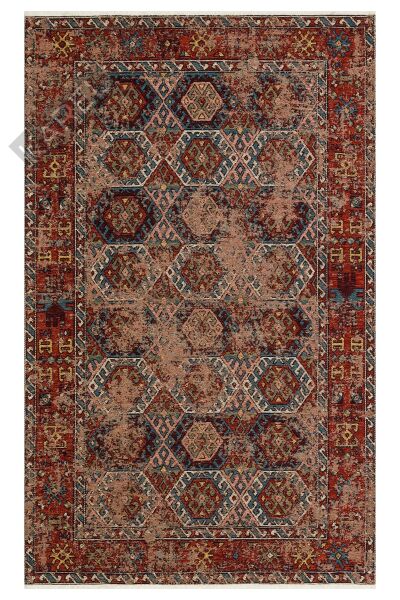 ANADOLU KILIM AND 03 MULTY Geleneksel Anadolu Motifli Yıkanabilir Kaymaz Tabanlı Şönil Dokuma Halı