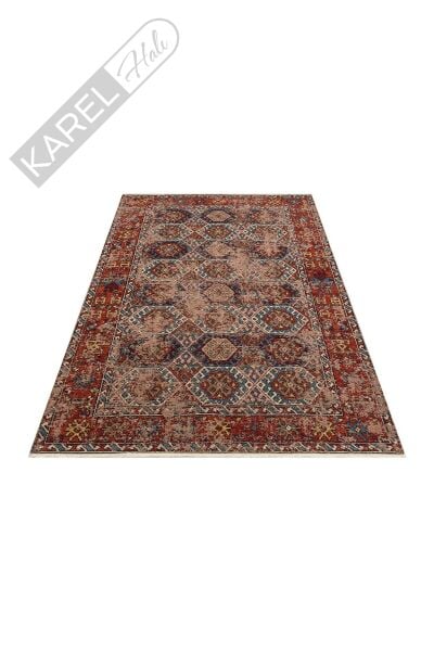 ANADOLU KILIM AND 03 MULTY Geleneksel Anadolu Motifli Yıkanabilir Kaymaz Tabanlı Şönil Dokuma Halı