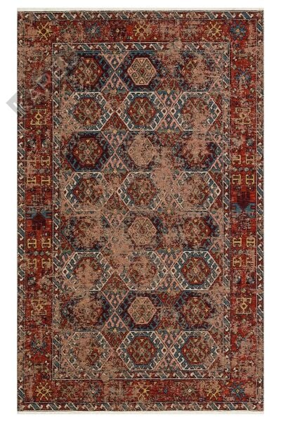 ANADOLU KILIM AND 03 MULTY Geleneksel Anadolu Motifli Yıkanabilir Kaymaz Tabanlı Şönil Dokuma Halı