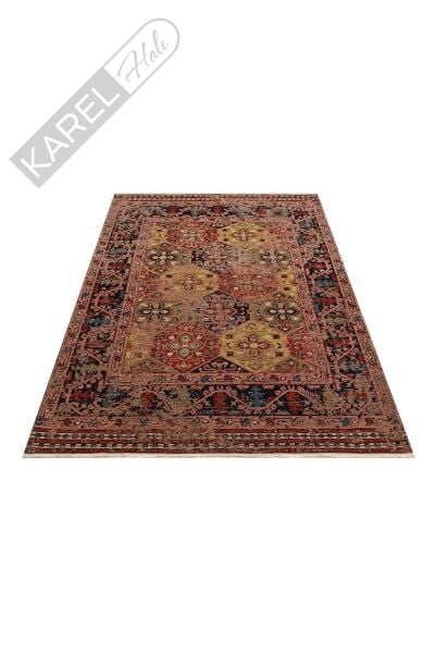ANADOLU KILIM AND 01 MULTY Geleneksel Anadolu Motifli Yıkanabilir Kaymaz Tabanlı Şönil Dokuma Halı