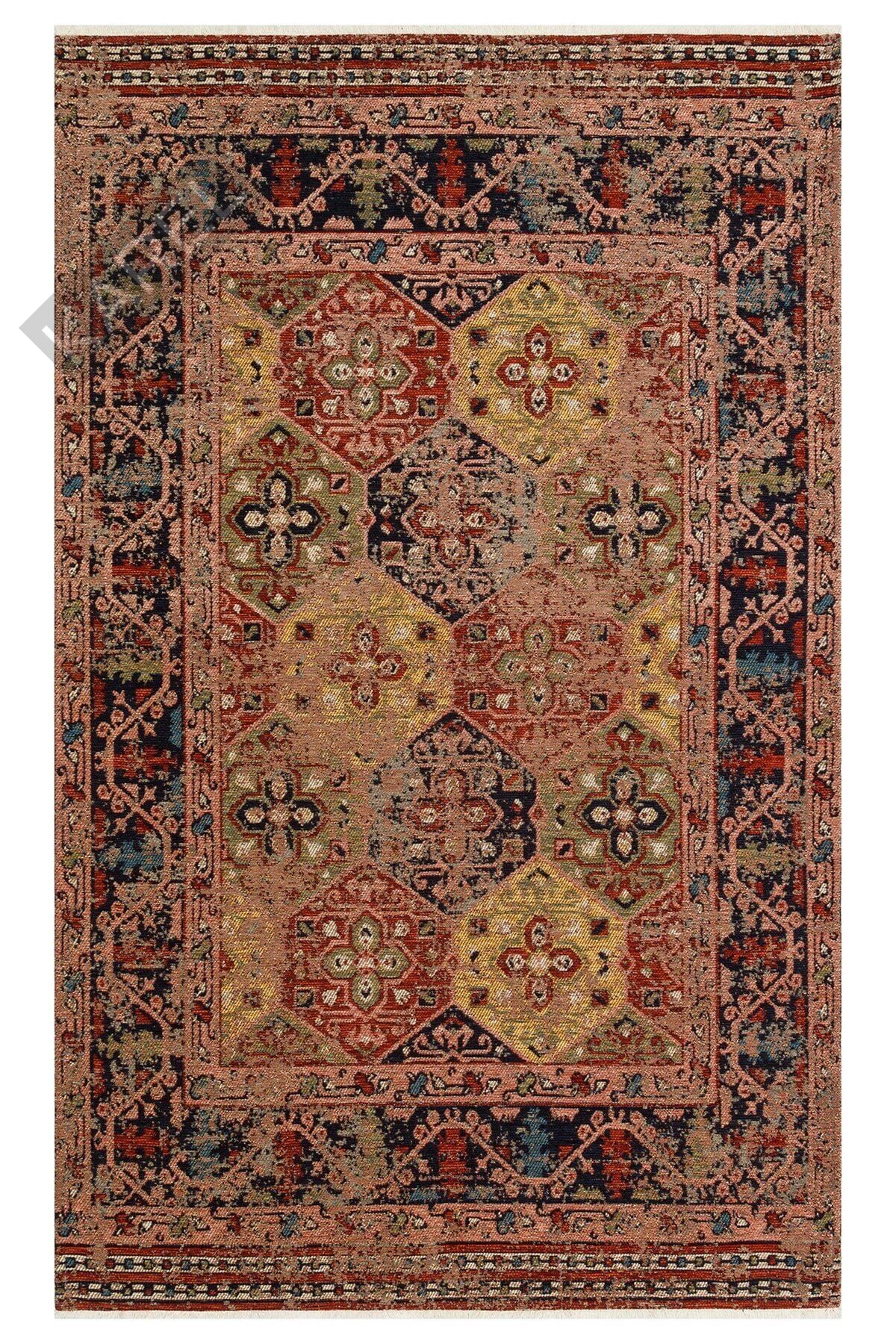 ANADOLU KILIM AND 01 MULTY Geleneksel Anadolu Motifli Yıkanabilir Kaymaz Tabanlı Şönil Dokuma Halı