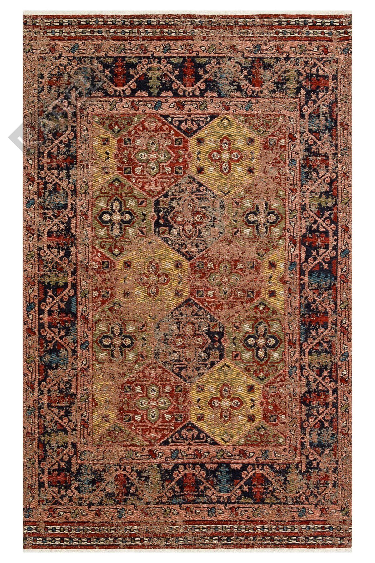 ANADOLU KILIM AND 01 MULTY Geleneksel Anadolu Motifli Yıkanabilir Kaymaz Tabanlı Şönil Dokuma Halı