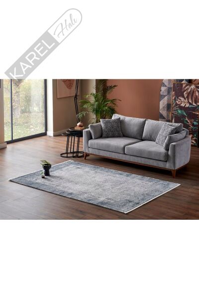 LAGOS XW LGS 06 CREAM GREY XW Hav Toz Vermez Eskitme Desenli Modern Makine Halısı