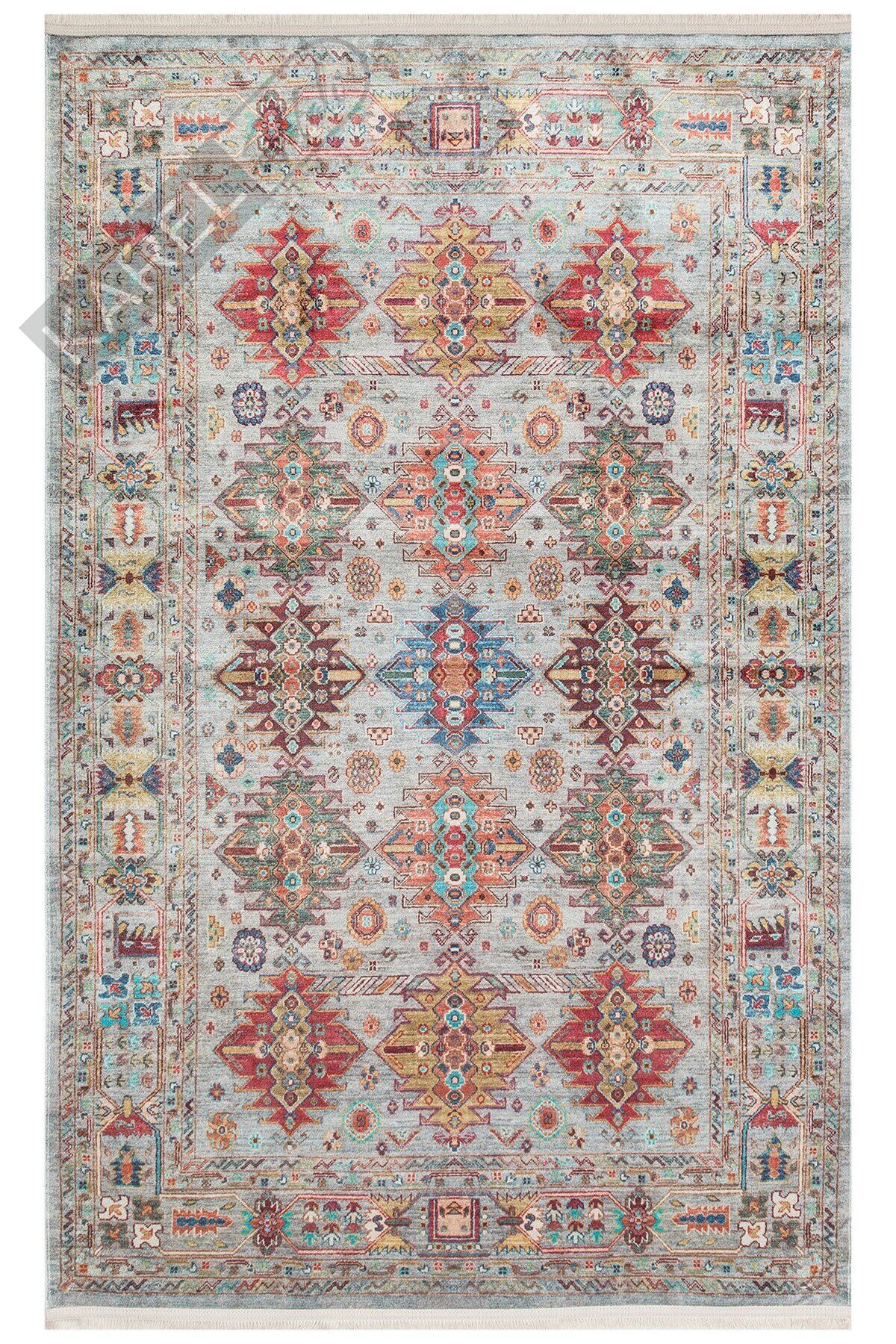 ANTIQUE ATK 06 AQUA Kolay kullanımlı Kaymaz Karabağ ve Antik Desenlere Sahip Yıkanabilir Makine Hal