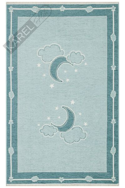 NOA BABY NB 01 BLUE Yıkanabilir Çift Taraflı Yumuşak Dokulu İnce Çocuk-Bebek Odası Halısı
