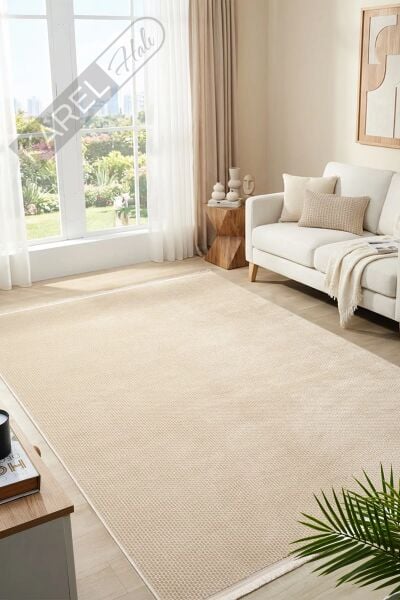 Seyran Halı Mono 889 Bej Koleksiyonu Bohem Akrilik Saçaklı Hali