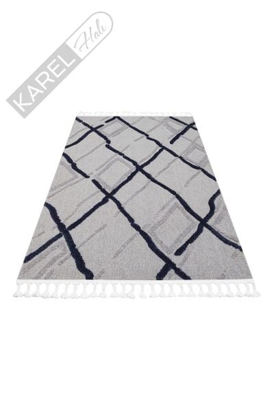 TERAZZO TRZ 03 GREY NAVY Hav Toz Vermez Yumuşak Dokulu Etnik Örgü Desenlere Sahip Modern İskindinav