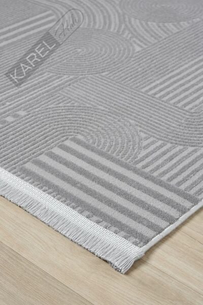 Seyran Halı Mono 888 Gri Koleksiyonu Bohem Akrilik Saçaklı Hali