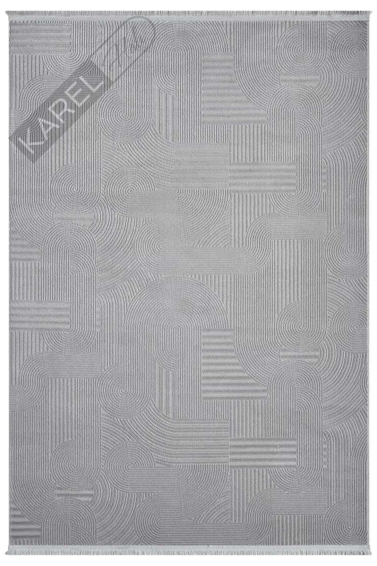 Seyran Halı Mono 888 Gri Koleksiyonu Bohem Akrilik Saçaklı Hali