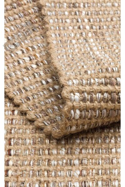 DOHA DH 01 BEIGE Jüt ve Polyester ile Üretilen Çift Taraflı Modern Kilim