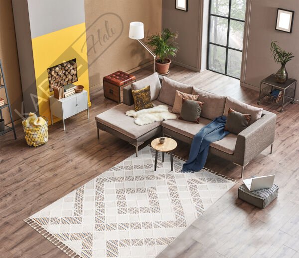 İpek Mekik Hali Lupin Koleksiyonu 18506 İskandinav Polyester Halı