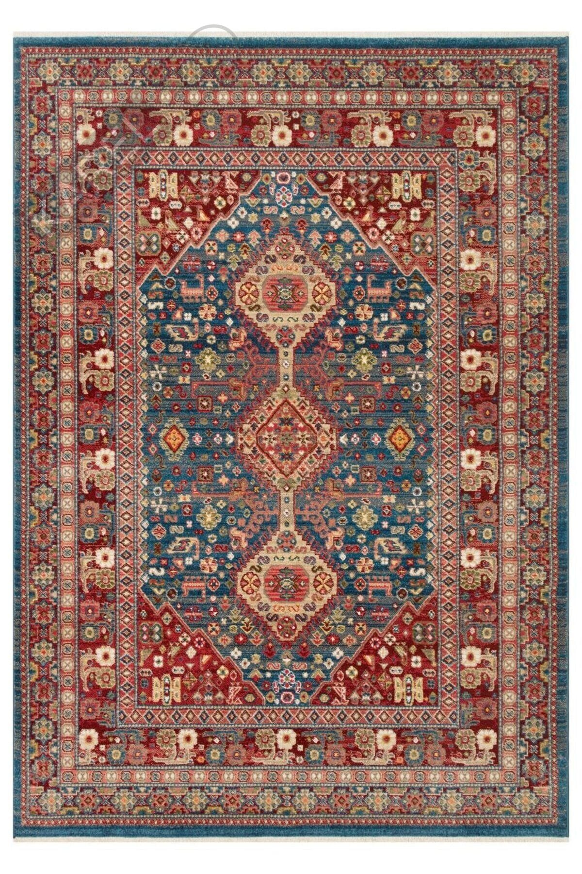 KYBELE KYB 05 NAVY RED XW Sıcak Renk Tonlu Otantik Makine Halısı