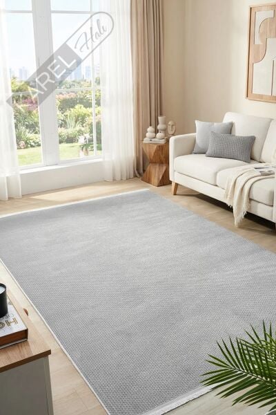 Seyran Halı Mono 889 Gri Koleksiyonu Bohem Akrilik Saçaklı Hali