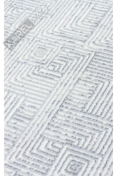 SATEEN ST 109 CREAM GREY Yıkanabilir Kaymaz Tabanlı Hav Vermez Sık Dokuma Modern Halı