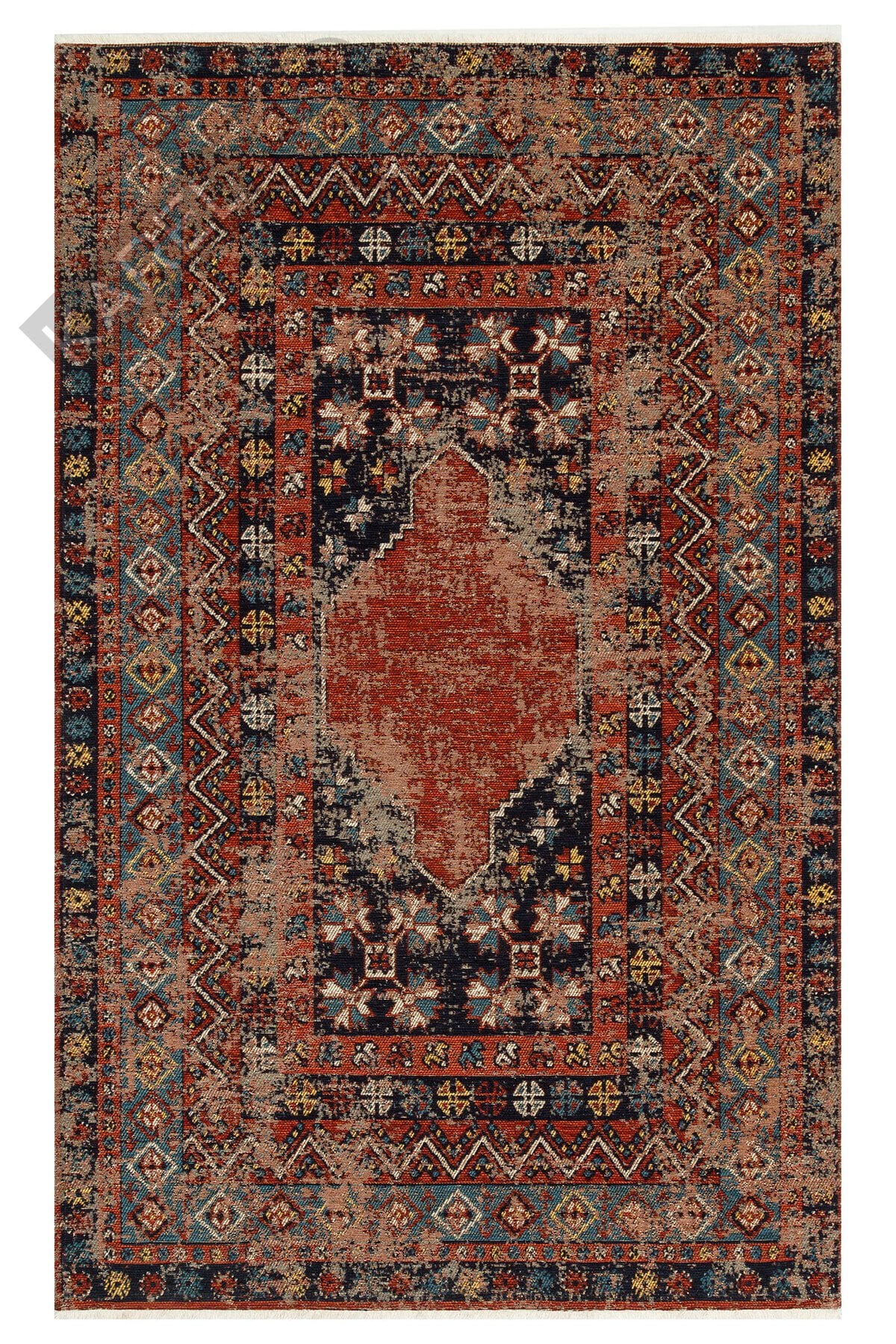 Anadolu Antik Desenli Yıkanabilir Kaymaz Tabanlı Etnik Kilim