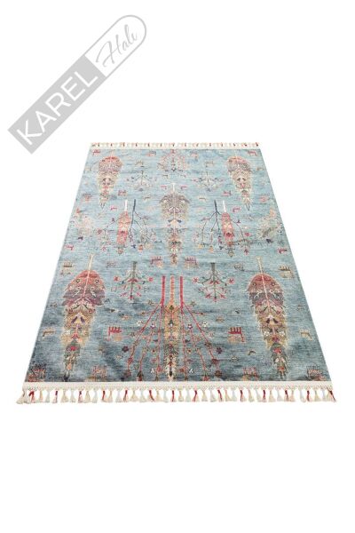 Antique Atk 09 Aqua Kolay Kullanımlı Kaymaz Karabağ Ve Antik Desenlere Sahip Yıkanabilir Ma
