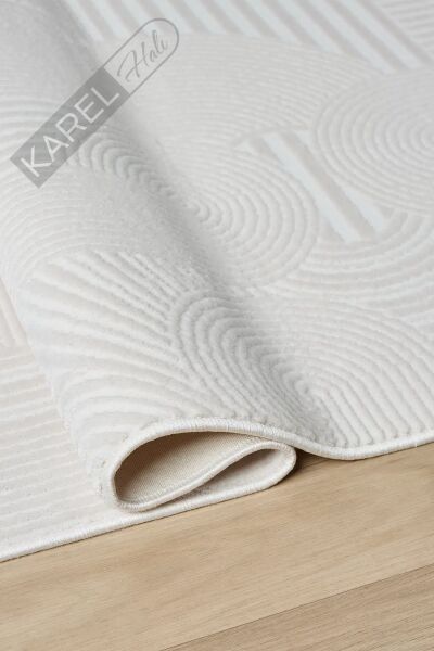 Seyran Halı Mono 888 Krem Koleksiyonu Bohem Akrilik Saçaklı Hali