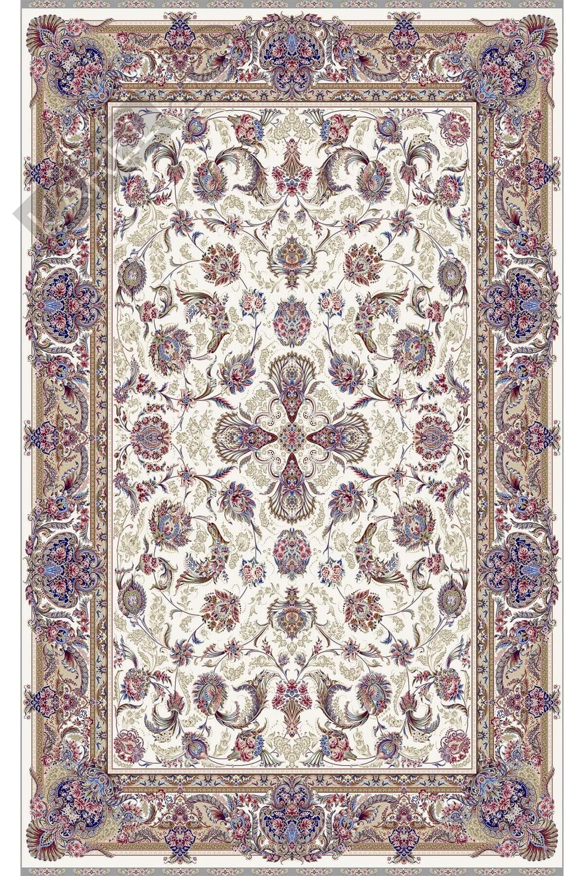 ISFAHAN ISF 01 CREAM Klasik Desenli Yüksek Kalite Sık Dokuma Makine Halısı