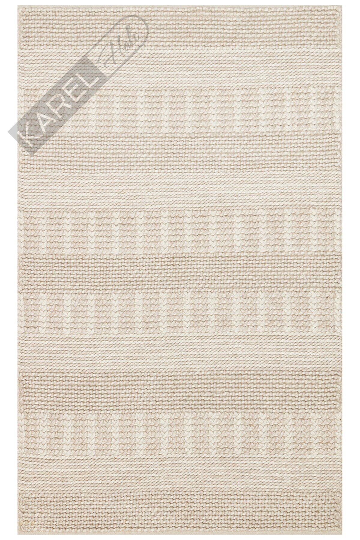JADE J352 BEIGE  Naturel Kazak Örgü Desenli El Dokuma Örgü Halı