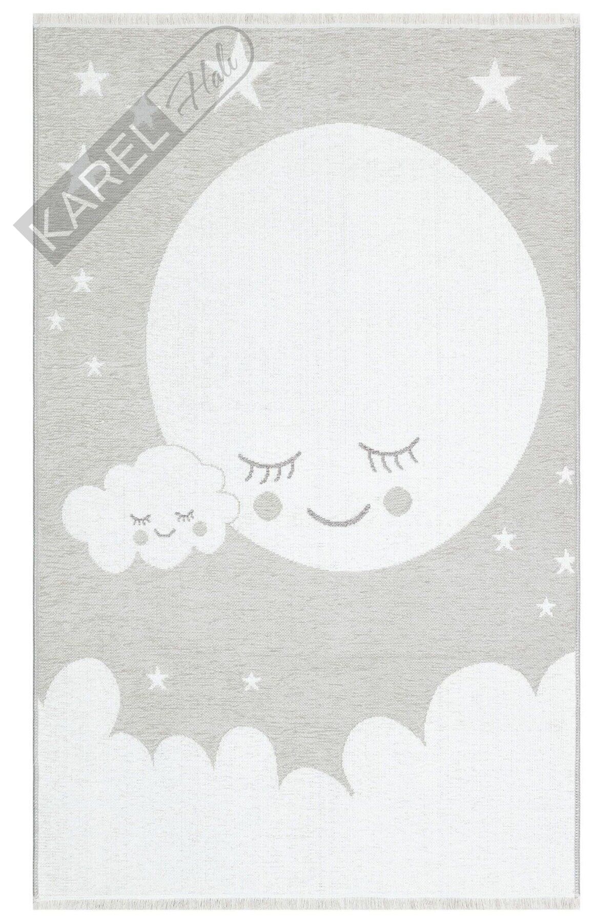 NOA BABY NB 02 GREY Yıkanabilir Çift Taraflı Yumuşak Dokulu İnce Çocuk-Bebek Odası Halısı