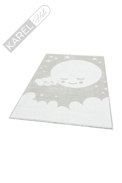 NOA BABY NB 02 GREY Yıkanabilir Çift Taraflı Yumuşak Dokulu İnce Çocuk-Bebek Odası Halısı