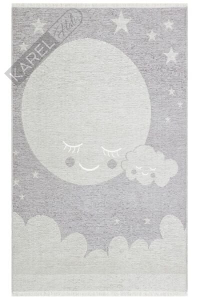 NOA BABY NB 02 GREY Yıkanabilir Çift Taraflı Yumuşak Dokulu İnce Çocuk-Bebek Odası Halısı