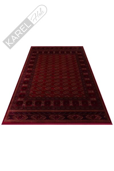 HERAT HER 03 RED Afgan Desenli Viskon Sıkı Dokuma Kaymaz Tabanlı İnce Makine Halısı