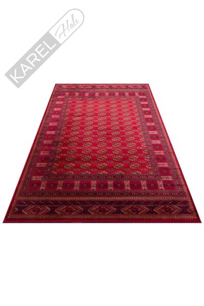 HERAT HER 03 RED Afgan Desenli Viskon Sıkı Dokuma Kaymaz Tabanlı İnce Makine Halısı