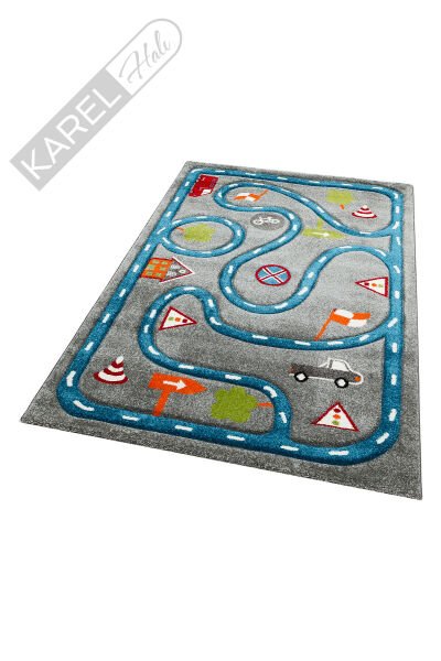 EKO KIDS KDS 19 GREY BLUE ARABA YOLU DESENLİ ÇOCUK HALISI