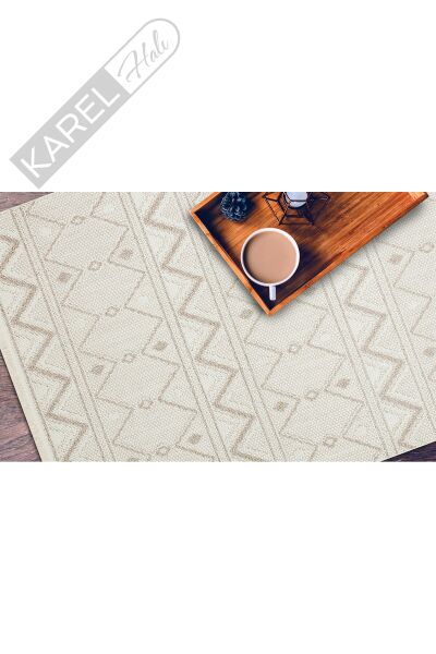 MOTTO MOT 03 WHITE BEIGE Yumuşak Tuşeli Örgü Dokuma Modern Makine Halısı