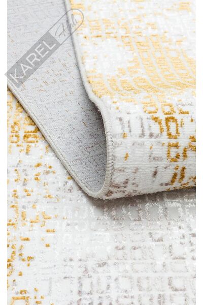 SATEEN ST 108 CREAM GOLD Yıkanabilir Kaymaz Tabanlı Hav Vermez Sık Dokuma Modern Halı
