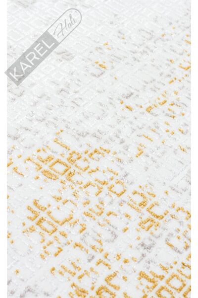 SATEEN ST 108 CREAM GOLD Yıkanabilir Kaymaz Tabanlı Hav Vermez Sık Dokuma Modern Halı