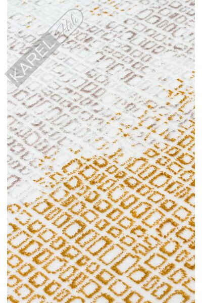 SATEEN ST 108 CREAM GOLD Yıkanabilir Kaymaz Tabanlı Hav Vermez Sık Dokuma Modern Halı