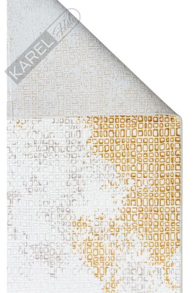 SATEEN ST 108 CREAM GOLD Yıkanabilir Kaymaz Tabanlı Hav Vermez Sık Dokuma Modern Halı