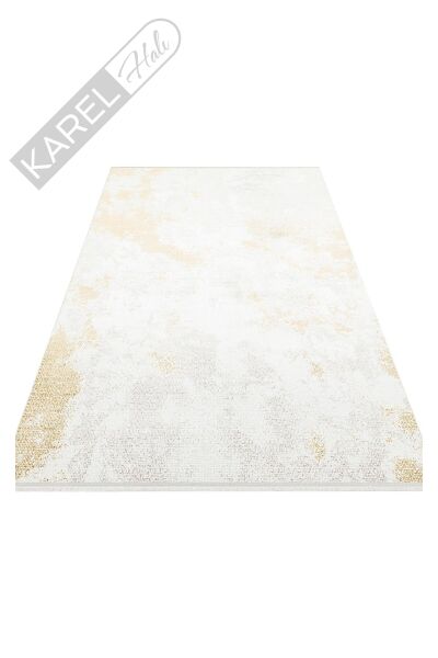 SATEEN ST 108 CREAM GOLD Yıkanabilir Kaymaz Tabanlı Hav Vermez Sık Dokuma Modern Halı