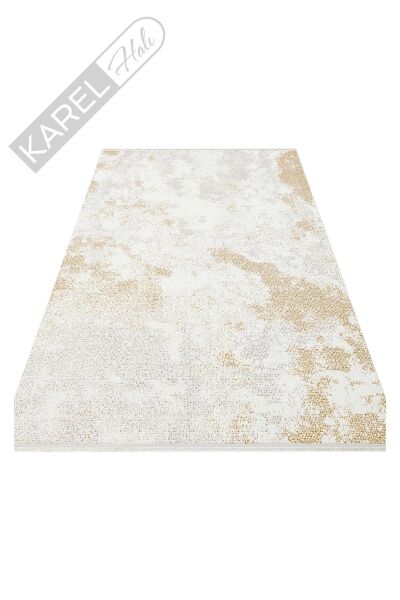 SATEEN ST 108 CREAM GOLD Yıkanabilir Kaymaz Tabanlı Hav Vermez Sık Dokuma Modern Halı