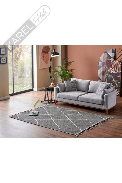 SOHO SH 02 GREY Hav Toz Vermez Hasır Dokuma Modern Makine Halısı