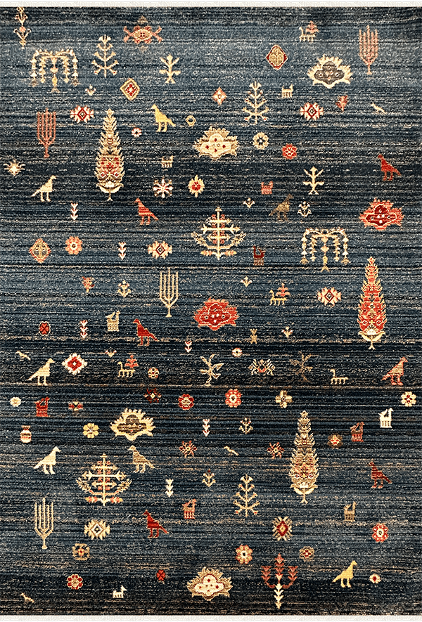 Woolen Halı Antique Koleksiyonu 8854 Lacivert Etnik Polyester Halı